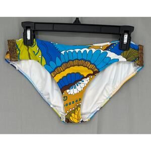 Trina Turk Swim Bottom Womens Large Blue Brown Paisley Boho Bikini Retro